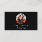 Moderne Blush & Black QR Code Foto Visitekaartje (Voorkant)