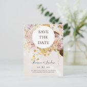 Moderne Blush Bloem Marmer Save The Date Briefkaar Uitnodiging Briefkaart (Staand voorkant)