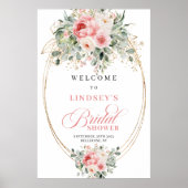 Moderne Blush Bloemachtige Bruiloftsontvangst Poster (Voorkant)