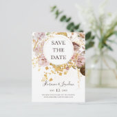 Moderne Blush Bloemen | Bewaar De Datum Postkaart Uitnodiging Briefkaart (Staand voorkant)