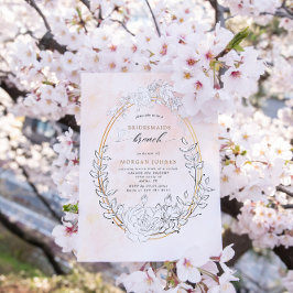 Moderne Blush Bloemen Bruidsmeisjes Brunch Invite