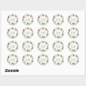 Moderne Blush Bloemen Bruiloft Classic Monogram Ronde Sticker (Vel)