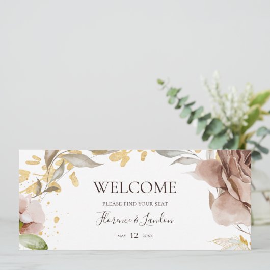 Moderne Blush Bloemen | Hangend zitplaats overzich (Staand voorkant)