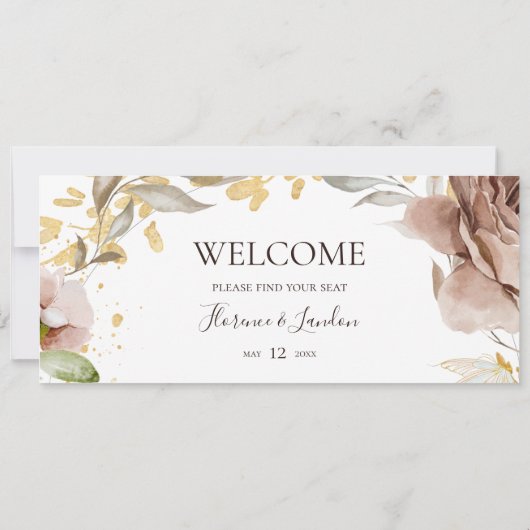 Moderne Blush Bloemen | Hangend zitplaats overzich (Achterkant)