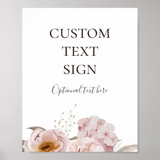 Moderne Blush Bloemen | Kaarten en Gepersonaliseer Poster (Voorkant)