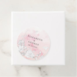 Moderne Blush Bloemen Monogram Bruiloft Bedankjes Labels