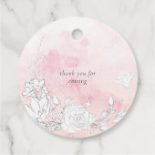 Moderne Blush Bloemen Monogram Bruiloft Bedankjes Labels (Achterkant)
