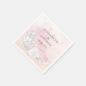 Moderne Blush Bloemen Monogram Bruiloft Servet (Hoek)