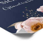 Moderne Blush Bloemen | Navy Kaarten en Gepersonal Poster (Hoek)