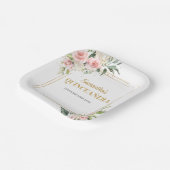 Moderne blush bloemeneucalyptus goud QUINCEAÑERA Papieren Bordje (Gebogen)