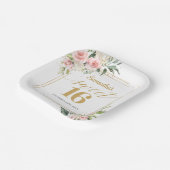Moderne blush bloemeneucalyptus goud zoete zestien papieren bordje (Gebogen)