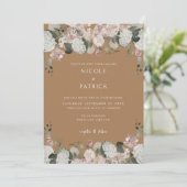 moderne blush bloementerracotta bruiloft uitnodigi kaart (Staand voorkant)