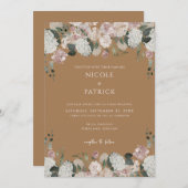 moderne blush bloementerracotta bruiloft uitnodigi kaart (Voorkant / Achterkant)