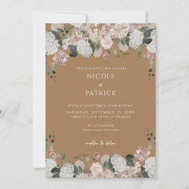 moderne blush bloementerracotta bruiloft uitnodigi kaart