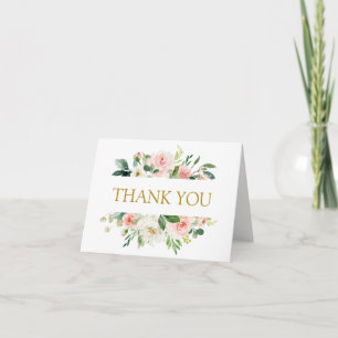 Moderne Blush Bloemig Goud HARTELIJK DANK JE WE Kaart