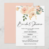 Moderne Blush Boho Bloemen Bruids Douche Uitnodigi Kaart (Voorkant / Achterkant)