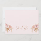 Moderne Blush Boho Bloemen Foto Sweet 16 Verjaarda Kaart (Achterkant)