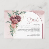 Moderne blush bordeaux bloemengoud details kaart (Voorkant)