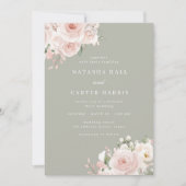 Moderne Blush Botanische Salie Bruiloft Kaart (Voorkant)