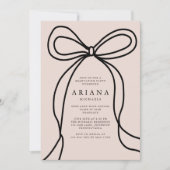 Moderne Blush Bow foto Graduation Party Uitnodigin Aankondiging (Voorkant)