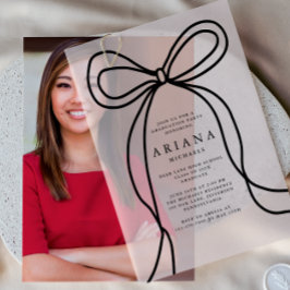 Moderne Blush Bow Graduation Party Vellum Uitnodigingen