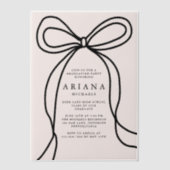 Moderne Blush Bow Graduation Party Vellum Uitnodigingen (Voorkant)