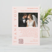 Moderne Blush-bruiloft foto-dank u- Kaart (Staand voorkant)