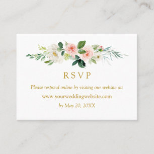 Moderne Blush Bruiloft Goud RSVP Online Website Visitekaartje