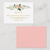 Moderne Blush Bruiloft Goud RSVP Online Website Visitekaartje (Voorkant / Achterkant)