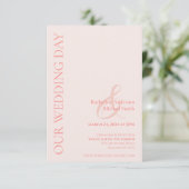 Moderne Blush-bruiloft Kaart (Staand voorkant)