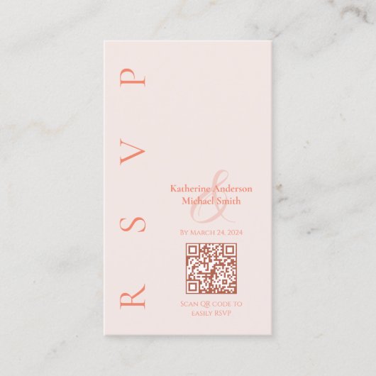 Moderne Blush—Bruiloft RSVP Visitekaartje (Voorkant)