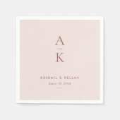Moderne Blush Bruin Monogram Aarde Toon bruiloft Servet (Voorkant)