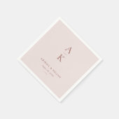 Moderne Blush Bruin Monogram Aarde Toon bruiloft Servet (Hoek)