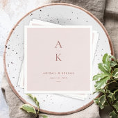 Moderne Blush Bruin Monogram Aarde Toon bruiloft Servet