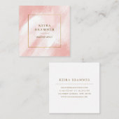 Moderne Blush Brush Strokes Gold Lijst Square Vierkante Visitekaartje (Voorkant / Achterkant)