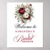 Moderne Blush Burgundy Bruiloft Feest Welkomstbord Poster (Voorkant)
