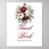 Moderne Blush Burgundy Gastboek Poster Bruiloft (Voorkant)