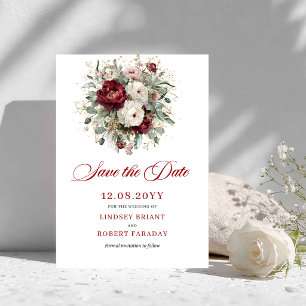 Moderne Blush Burgundy Gouden Save The Date Kaart