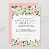 Moderne Blush | Chic Botanische Bruiloftsslingers Kaart (Voorkant / Achterkant)