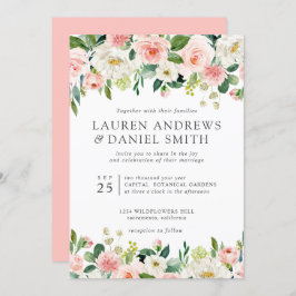 Moderne Blush | Chic Botanische Bruiloftsslingers Kaart