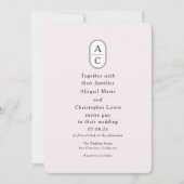 Moderne Blush Eenvoudig Gebogen Paar Monogrammen Kaart (Voorkant)