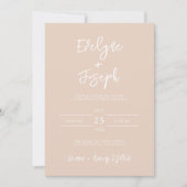 Moderne Blush Elegant Boho QR Code Huwelijk Kaart (Voorkant)