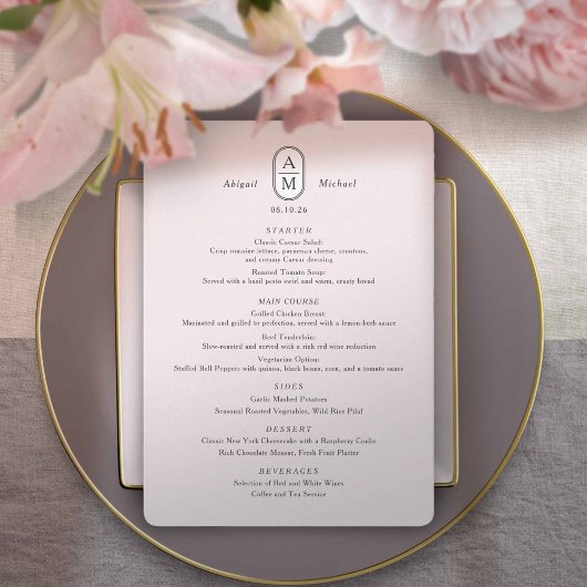 Moderne blush elegante boog initialen eenvoudige b menu