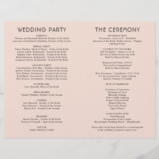 Moderne Blush- en Black Wedding-programma's (Achterkant)