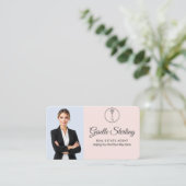 Moderne Blush en Blauwe Makelaar Visitekaartje (Staand voorkant)