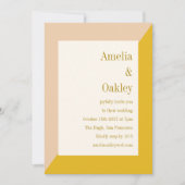 Moderne Blush en Geel Elegante Geometrische Bruilo Kaart (Voorkant)