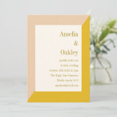 Moderne Blush en Geel Elegante Geometrische Bruilo Kaart (Staand voorkant)