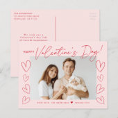 Moderne Blush en Red Script Valentijnsdag Foto Feestdagenkaart (Voorkant / Achterkant)