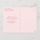 Moderne Blush en Red Script Valentijnsdag Foto Feestdagenkaart (Achterkant)