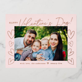 Moderne Blush- en Roos Gold Script-Valentijnsdag Folie Feestdagen Briefkaart